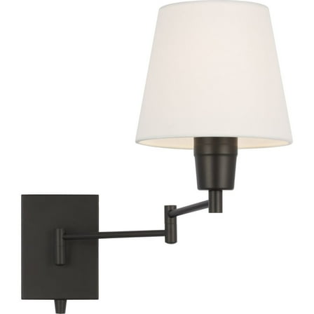 Avec Seymour Collection Modern Farmhouse Matte Black Wall Indoor Sconce with White Fabric Shade