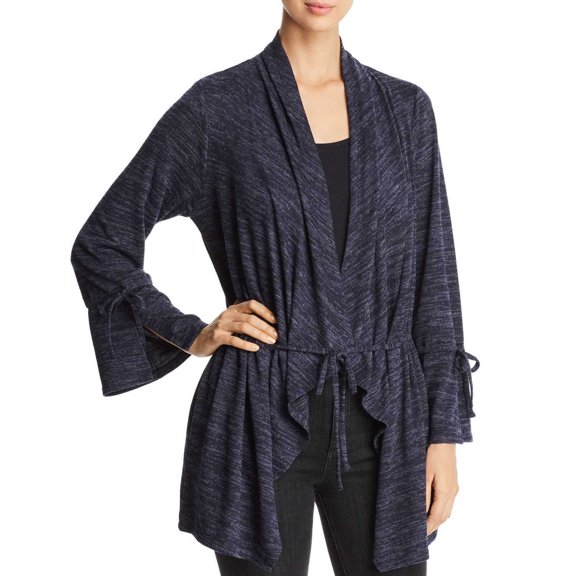 Avec Women’s Marled Knit Drawstring Cardigan Sweaters, Navy, Large