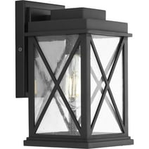 Avec Wrenna Collection Farmhouse Matte Black Outdoor Wall Lantern with Clear Glass Shade