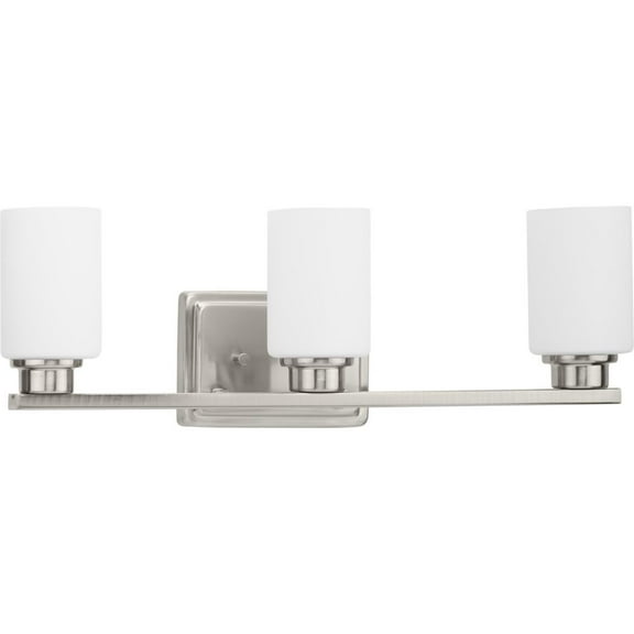 Avec Zachary Collection 3-Light Brushed Nickel Dimmable Vanity Light with White Glass Shades