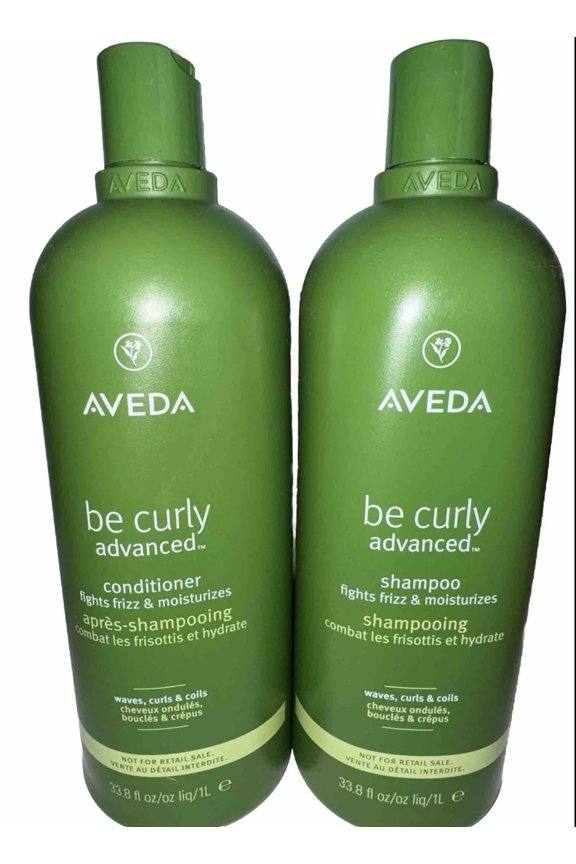 Be Curly Advanced Shampoo & Conditioner Set | for Curly, Coily, Wavy Hair | Fights Frizz | Silicone Free, Sulfate Free | Liter Size