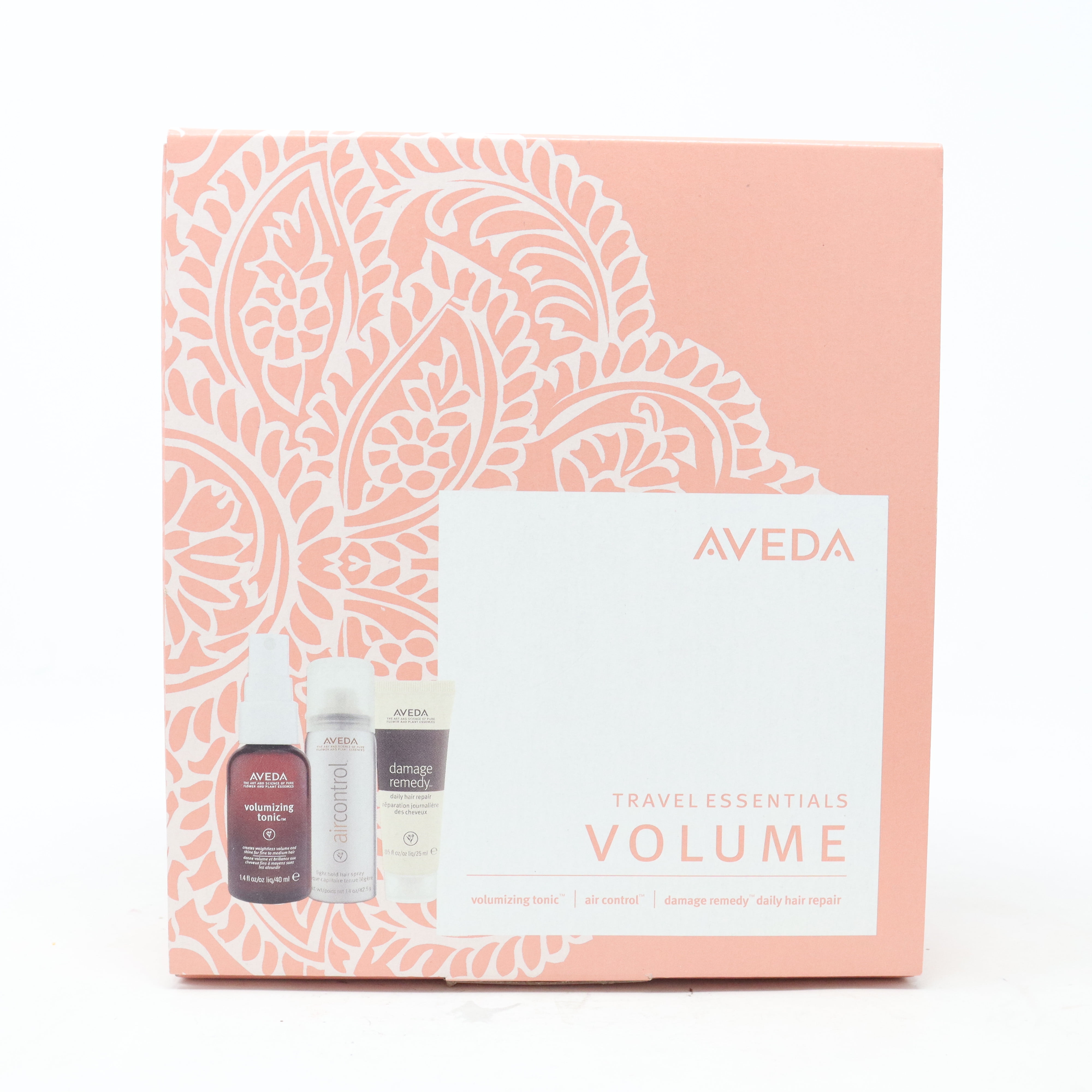 Aveda Travel Essentials Volume Hair Care 3pc Set Volumizing Tonic 40ml + Air Control Light Hold Spray 40ml + Damage Remedy Daily Hair Repair 25ml