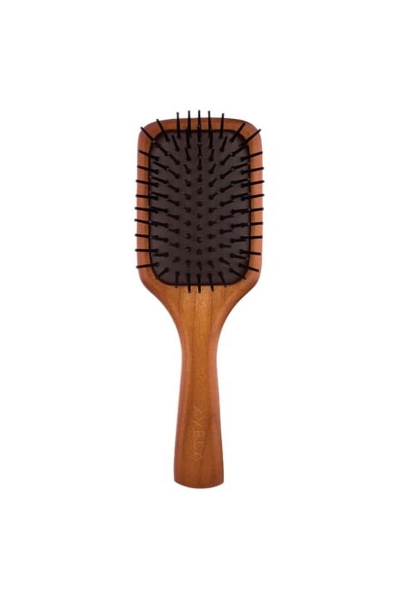Mini Professional Wooden Natural Bristle Paddle Hair Brush, Detangling, Brown