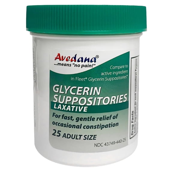 Avedana Glycerin Suppositories 25ct for Constipation