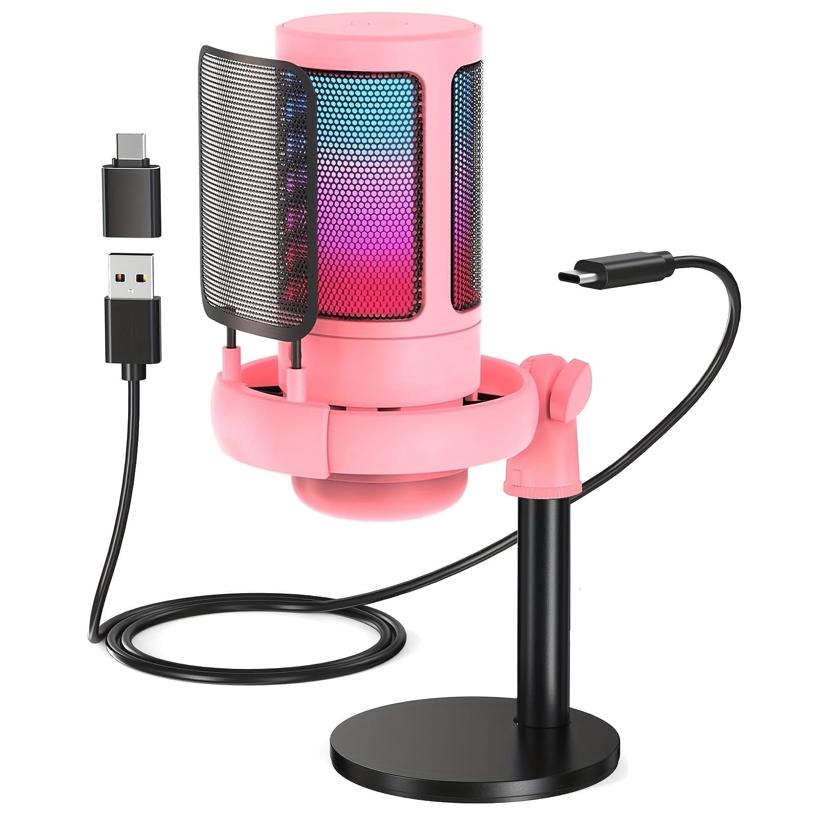Aveek Gaming Microphone, Podcast Condenser Microphone, Streaming Mute Button, Twitch, Online Chat, PC Gamer RGB Computer Microphone, for Streaming and Podcasting
