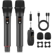 Aveek Wireless Microphone for Karaoke, 2.4GHz Professional Handheld Microphones with Rechargeable Receiver, Cordless Mic for Singing, Speaker, Pa System, Dj, Party, Speech2pcs