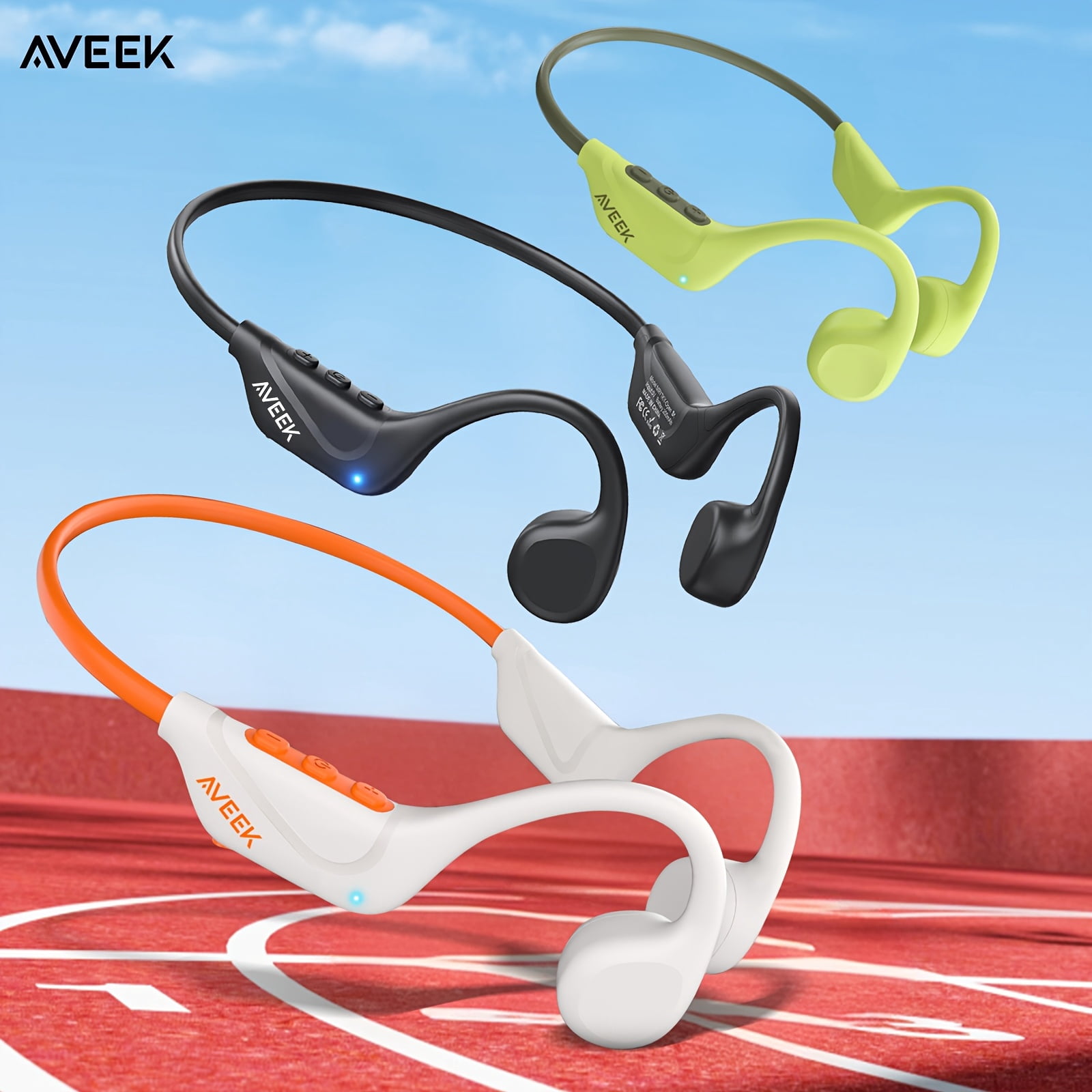 Aveek Open Ear Bone Conduction Wireless Headphones with Microphone ...