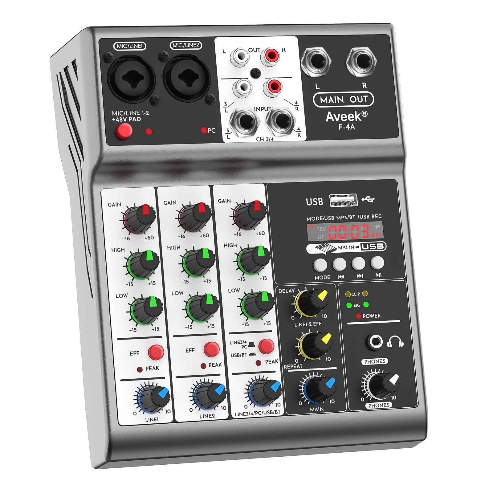 4 outlet Channel Stereo Mixer With Sound Effects