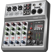 Aveek Professional Audio Mixer, Sound Board Mixing Console with 5 Channel Mixer, Stereo DJ Mixers for Recording, Live Streaming, Podcasting