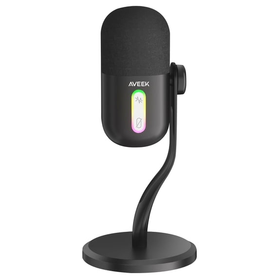 Aveek USB Condenser Microphone, Gaming Mic with Noise Cancellation for Streaming/Discord/Podcast/Asmr,Cardioid Pickup for Windows/MacOS/Android,Black