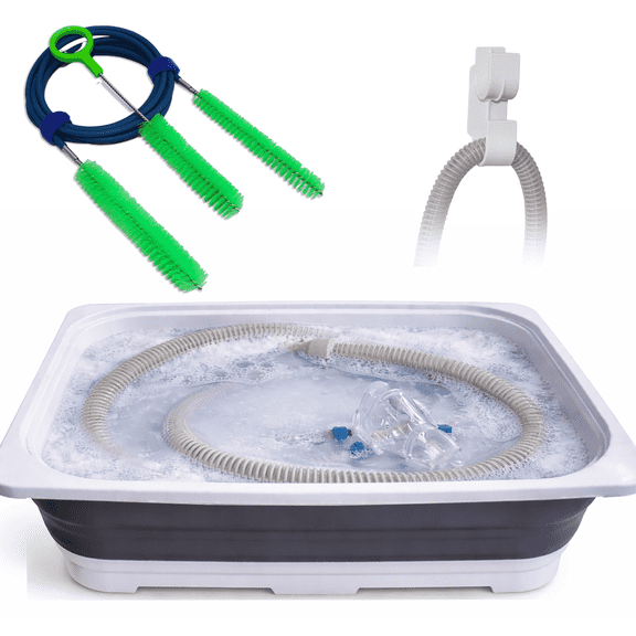 Aveen CPAP & BiPAP Cleaning Kit  CPAP Hose Cleaning Brush with Collapsible Wash Basin and Hose Drying Hook,