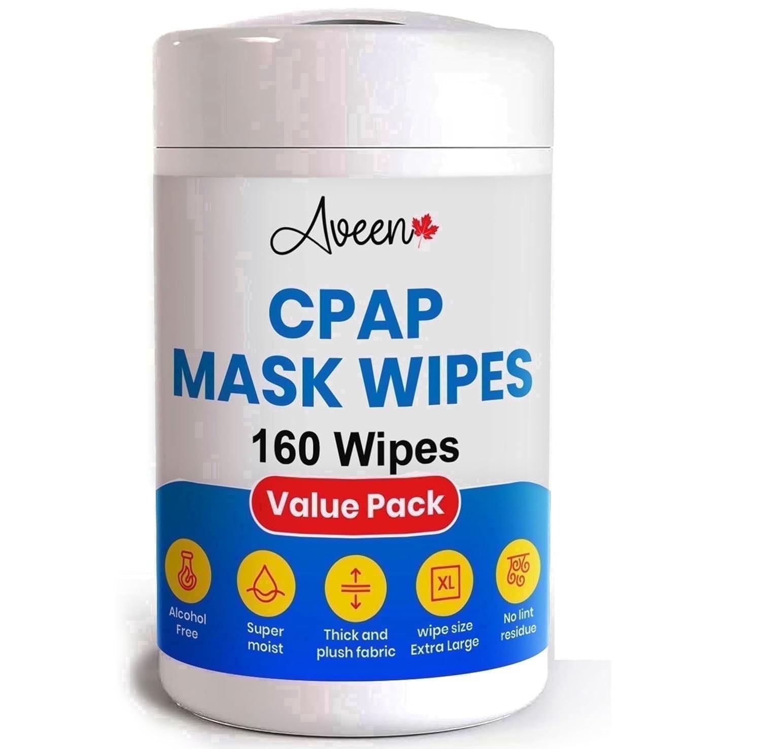 Aveen CPAP Mask Cleaning Wipe, 160 Extra Large Wet Wipes, Unscented, Lint Free Wipes for for Daily Cleaning of CPAP Masks