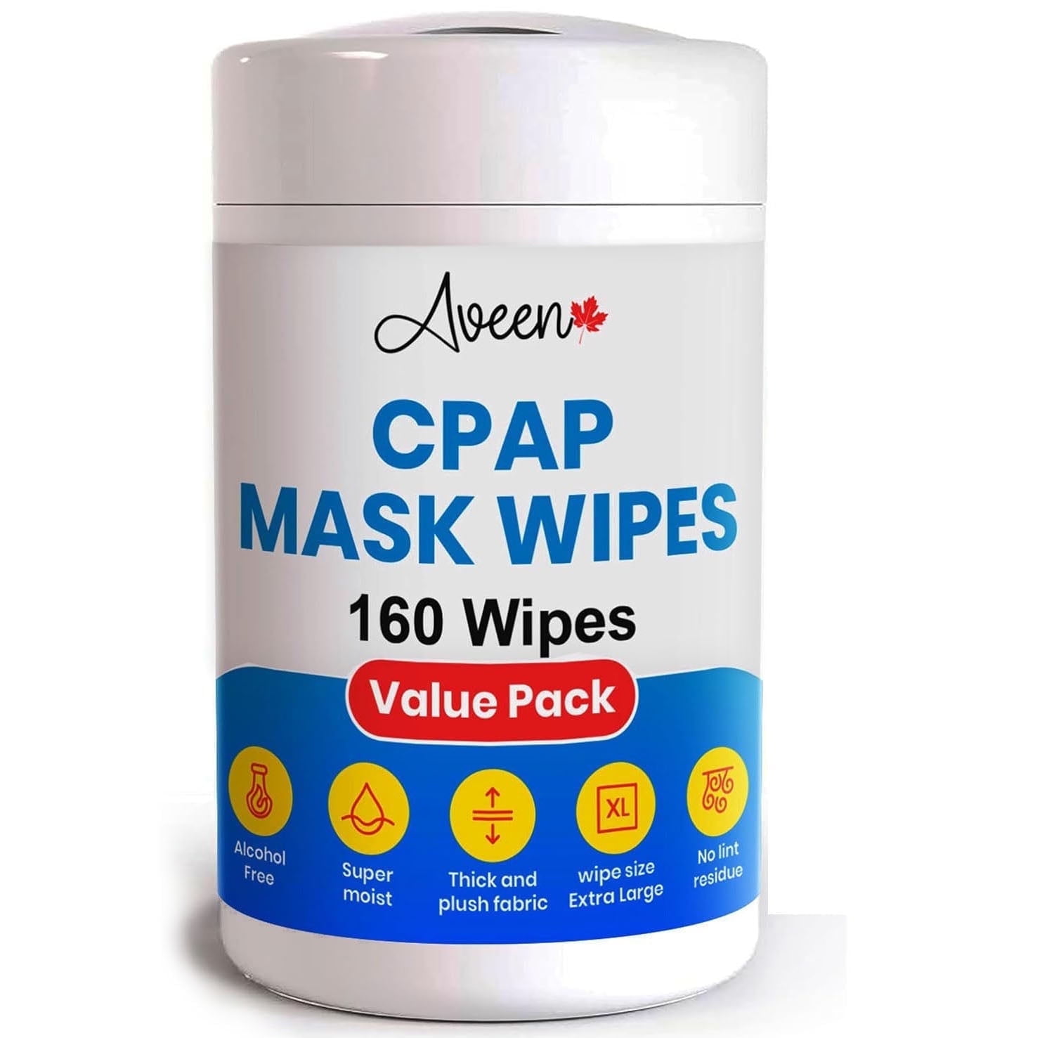 Aveen CPAP Mask Cleaning Wipe, 160 Extra Large Wet Wipes, Unscented, Lint-Free Wipes for for Daily Cleaning of CPAP Masks