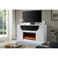 thumbnail image 1 of Aveena White 76" Led Lit Wood Electric Fireplace with TV Lift, 1 of 11