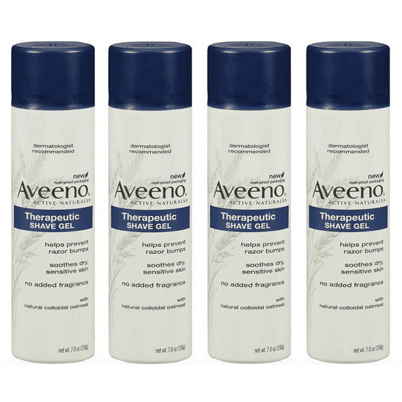 Aveeno (4-Pack) Therapeutic Shave Gel w/ Oat & Vitamin E No Fragrance 7oz Each
