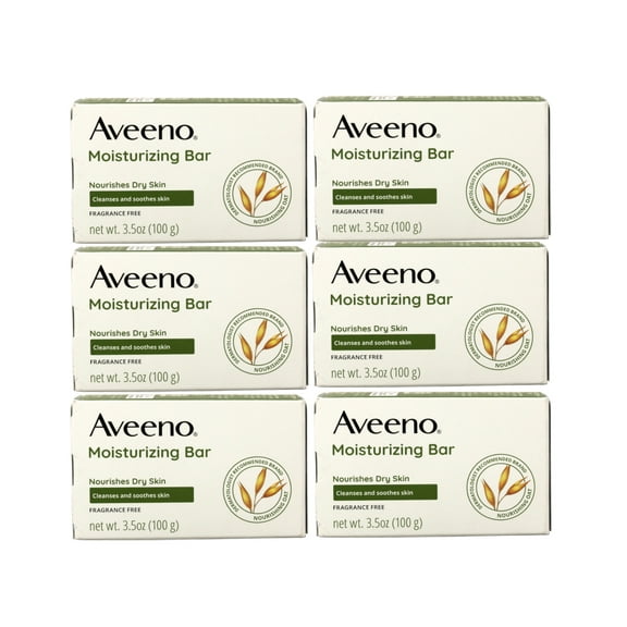 Aveeno Active Naturals Moisturizing Bar, Fragrance Free, 3.5 oz, 6-Pack
