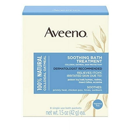 Aveeno Active Naturals Soothing Bath Treatment Packets, Fragrance Free, 1.5 oz, 8 Ct (1 Pk)