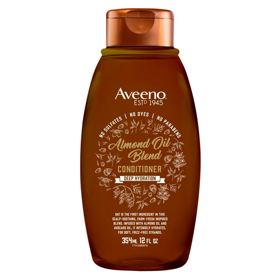 Aveeno Almond Oil Blend Sulfate-Free Conditioner with Avocado Oil for Intense Hydration, Deep Moisturizing Conditioner for Thick, Curly, Frizzy or Coarse Hair, Paraben- & Dye-Free, 12 fl. oz