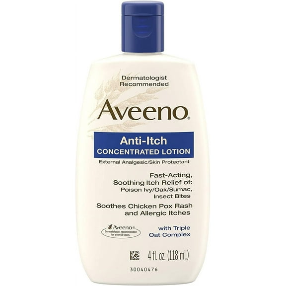 Aveeno Anti-Itch Concentrated With Triple Oat Complex, Skin Protectant For Fast-Acting Itch Relief From Poison , Insect Bites, Chicken Pox, And Allergic Itches, 4 Fl.Oz (Pack Of 2)