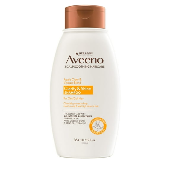 Aveeno Apple Cider Vinegar Blend Shampoo For Clarify and Shine, 12 OZ , 2 Pack