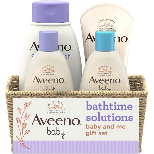 Aveeno Baby Bathtime Solutions Baby & Me Gift Set with Baby Wash
