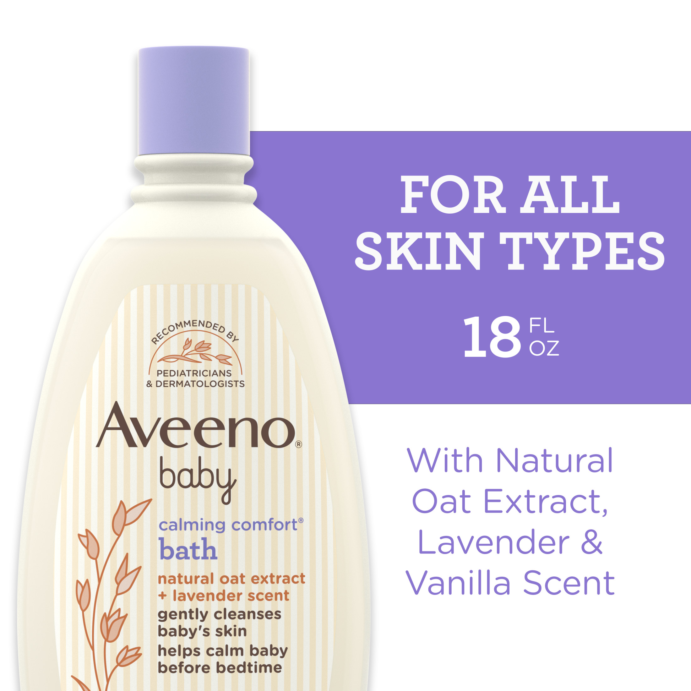Aveeno Baby Calming Comfort Bath & Wash, Lavender & Vanilla, 18 fl. oz - image 1 of 14