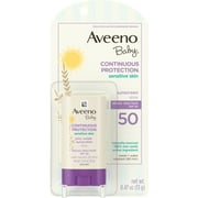Aveeno Baby Continuous Protection Sensitive Skin Mineral Sunscreen Stick with Broad Spectrum SPF 50 Protection for Face & Body, 0.47 oz 1 ea Pack of 4