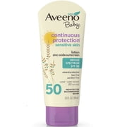 Aveeno Baby Continuous Protection Sunscreen, SPF 50, Unscented, Water Resistant, 3 fl oz Pack of 1