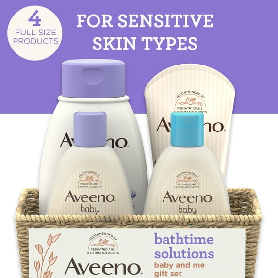 Aveeno Daily Bathtime Solutions Baby and Me Gift Set, 4 Pieces