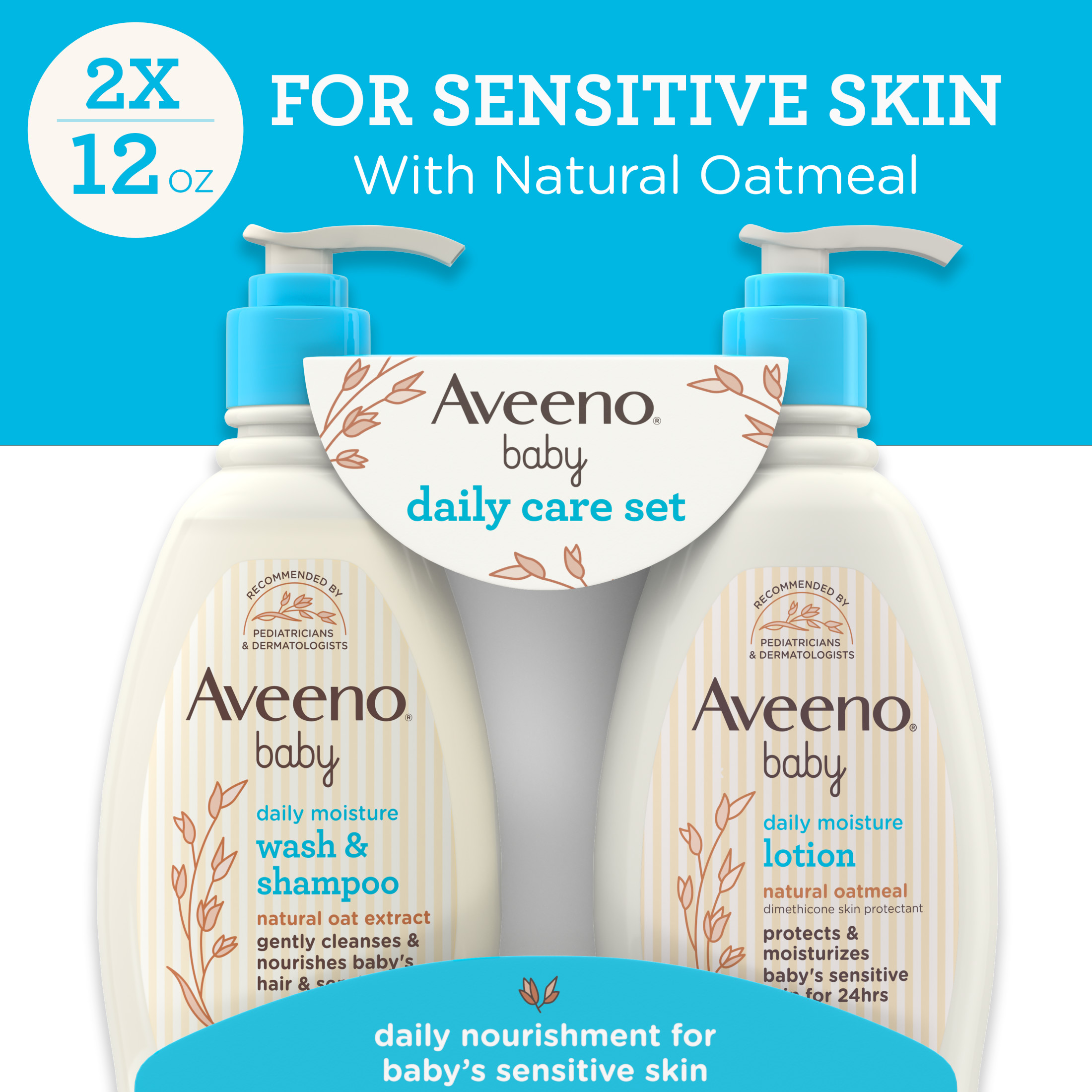 Aveeno Baby Daily Care Gift Set, Baby Wash & Shampoo & Lotion, 2 items - image 1 of 12