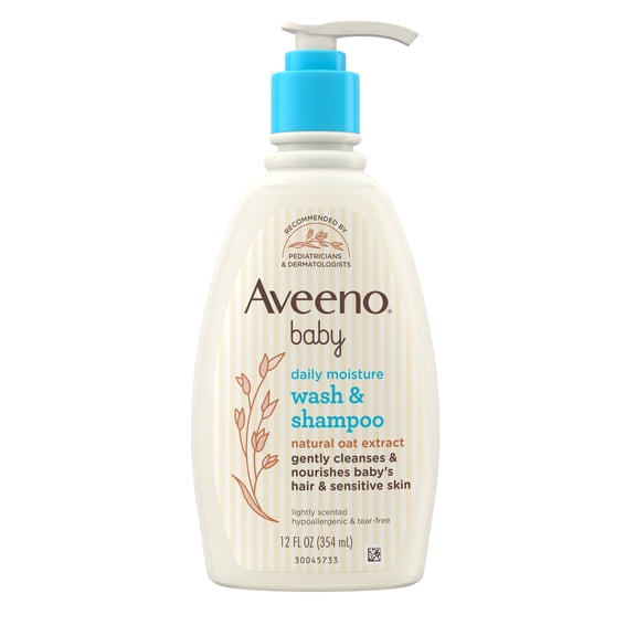 Aveeno Baby Daily Moisture Bath Body Wash & Shampoo, Oat Extract, 12 fl oz