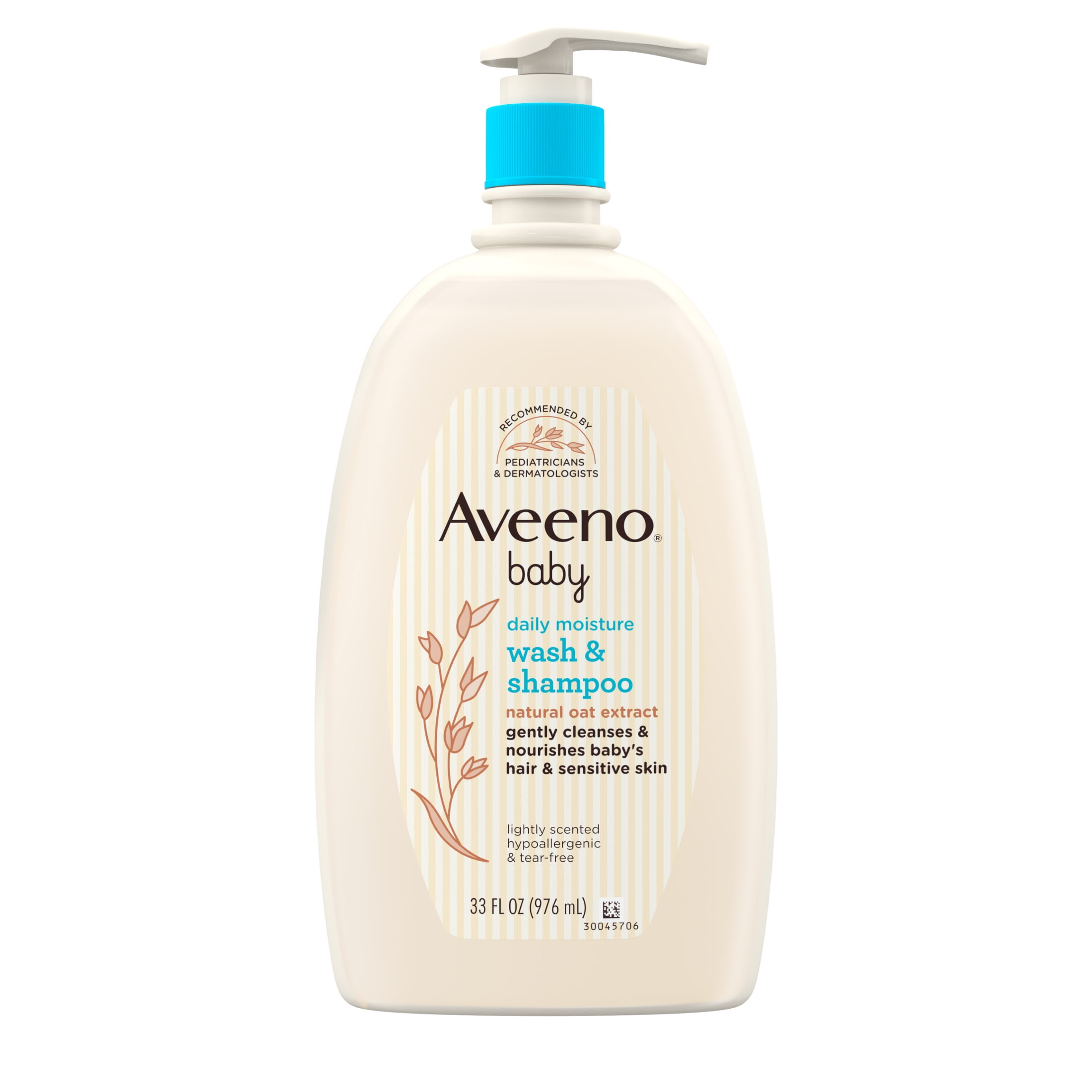Aveeno Baby Daily Moisture Bath Body Wash & Shampoo, Oat Extract, 33 fl oz