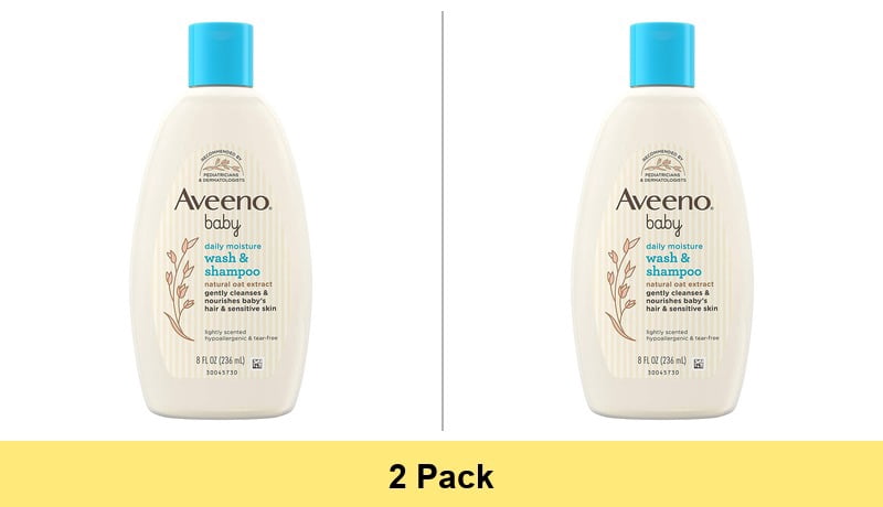 Aveeno Baby Daily Moisture Body Wash & Shampoo, Oat Extract, 8 fl. oz - 2 Pack