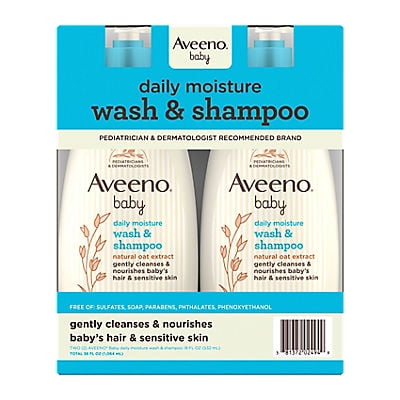 Aveeno Baby Daily Moisture Body Wash & Shampoo with Natural Oat Extract, 2 pk./18 fl. oz.
