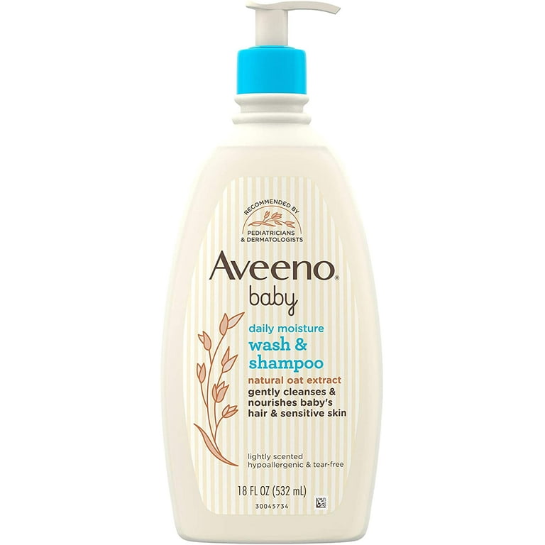 Aveeno Baby Daily Moisture Gentle Bath Wash Shampoo with Natural Oat Extract 18 fl. oz Package may vary
