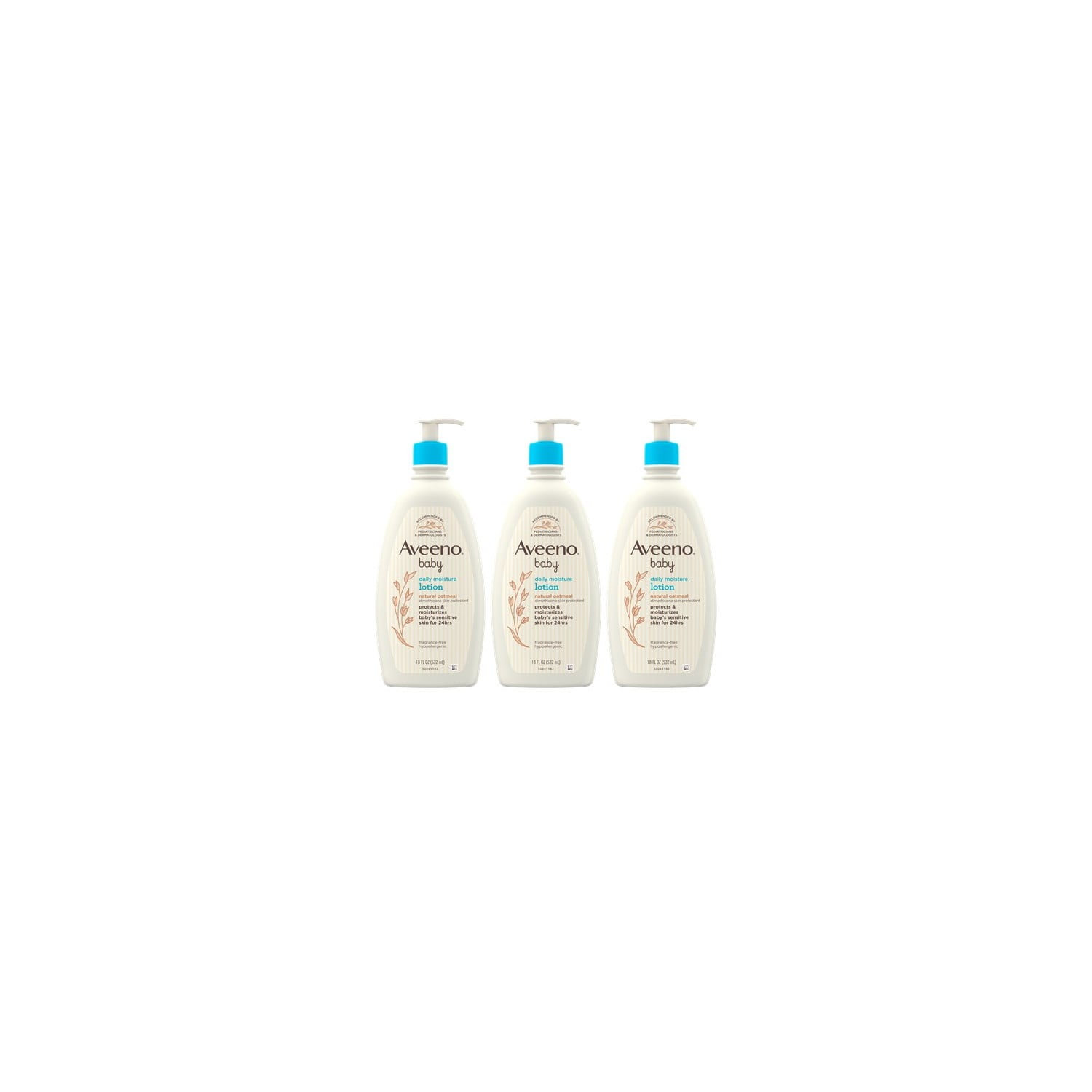 Aveeno Baby Daily Moisture Lotion, Colloidal Oatmeal, 3 x 18 fl. oz