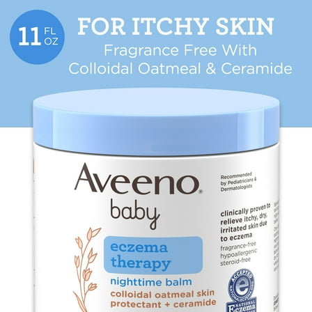 Aveeno Baby Eczema Therapy Nighttime Body Balm, Hypoallergenic, 11 oz