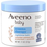 Aveeno Baby Eczema Therapy Nighttime Moisturizing Body Balm, Nourishing Skin Protectant Soothes & Relieves Dry, Itchy Skin from Eczema, Hypoallergenic, Fragrance- & Steroid-Free, 11 oz