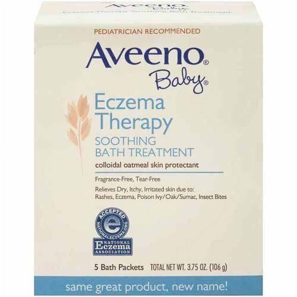 Aveeno Baby Eczema Therapy Soothing Bath Treatment Baby Wash, 3.75 oz, 5 ct, 12 Pack