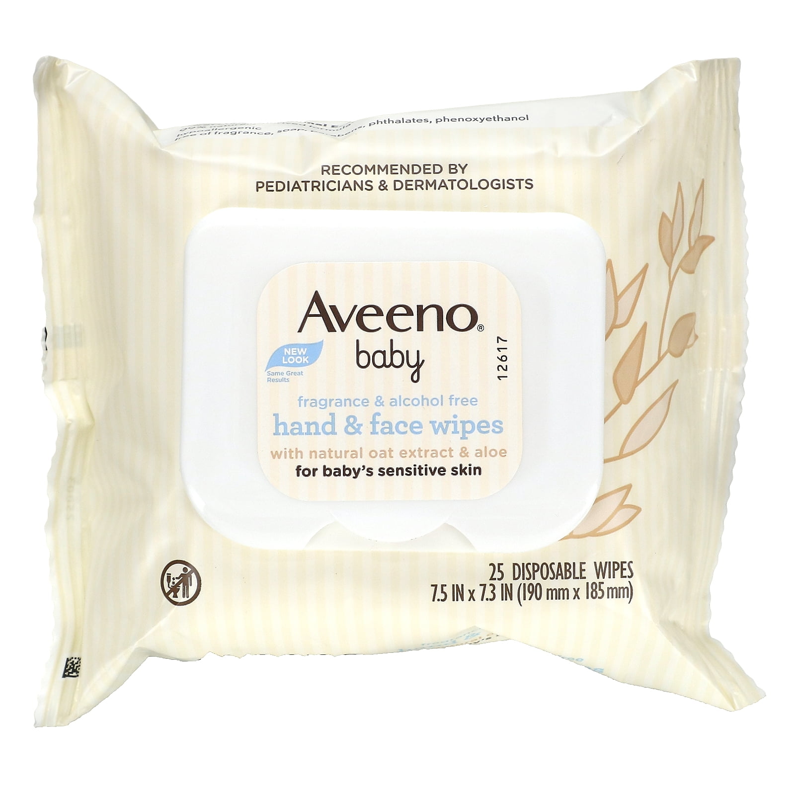 Aveeno, Baby Hand Face Wipes, 25 Disposable Wipes