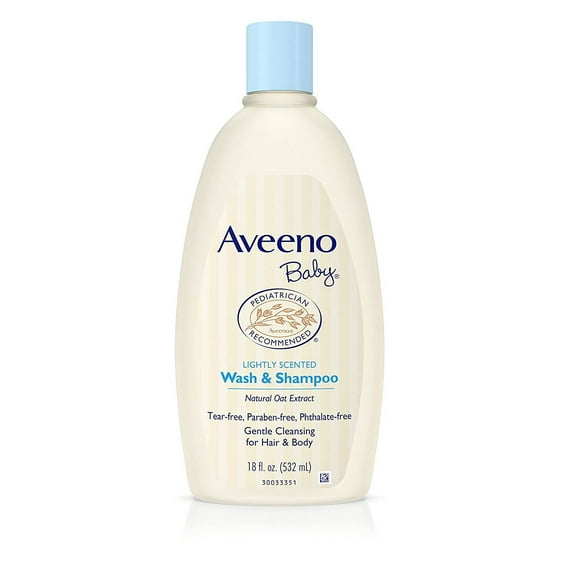 Aveeno Baby Nourishing Tear-Free Gentle Wash & Daily Shampoo with Natural Oat Extract, Lightly Scented, 18 fl oz