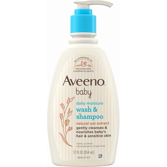 Aveeno Baby Wash And Shampoo With Natural Oat Formula, Lightly Scented - 12 Oz, 3 Pack