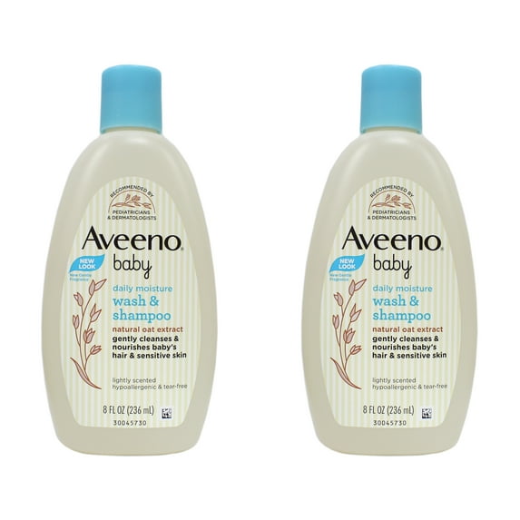 Aveeno Baby Wash & Shampoo, Lightly Scented, 8 Ounce (Pack of 2)