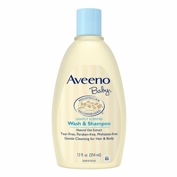 Aveeno Baby Wash & Shampoo Natural Oat Extract Lightly Scent, 12 oz, 2 Pack