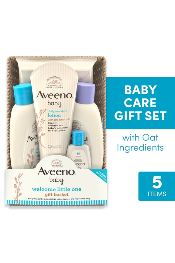 Baby Welcome Little One Gift Set with Baby Wash, Shampoo, Wipes and Lotion, for Sensitive Skin, 5 full-size items