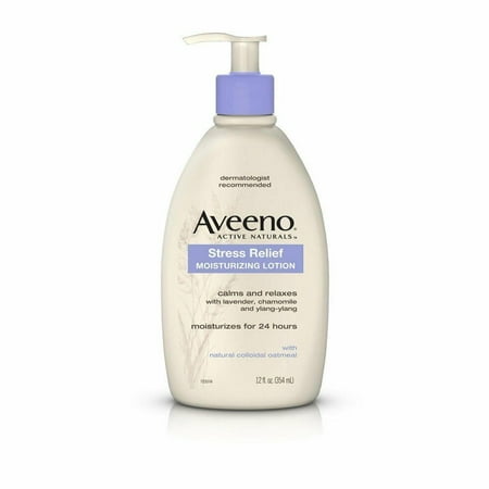 Aveeno Body Moisturizing Lotion Stress Relief W/ Oat, Lavender, 12oz, 6-Pack
