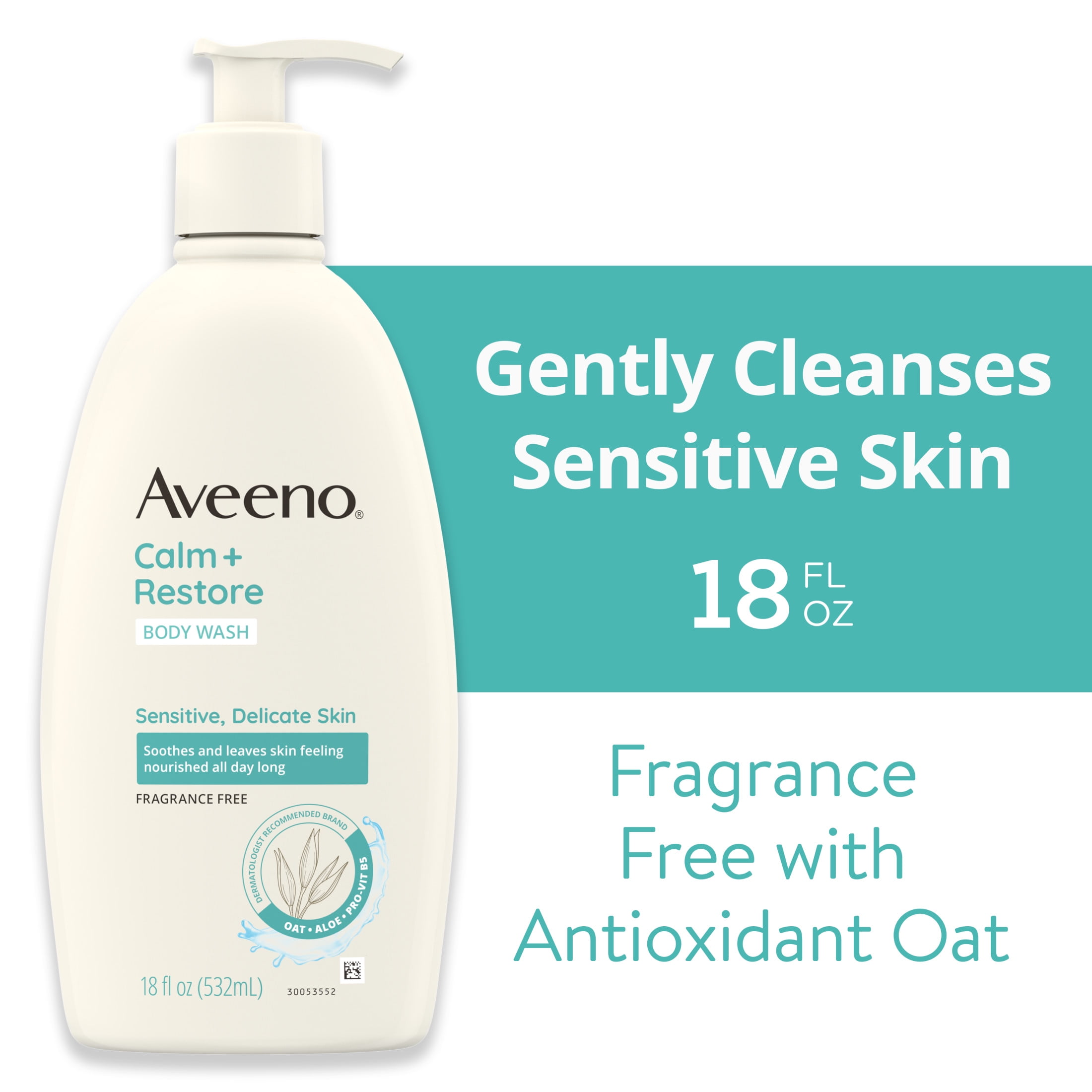 Aveeno Calm + Restore Daily Body Wash for Sensitive Skin, 18 fl. oz