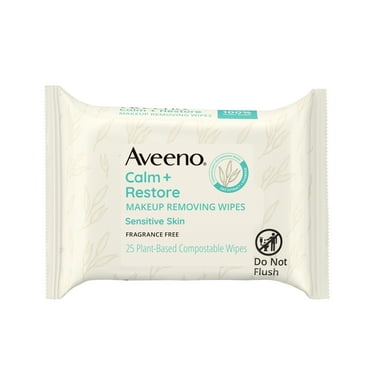 Aveeno Calm   Restore Unscented Makeup Remover Facial Wipes, 25 Ct