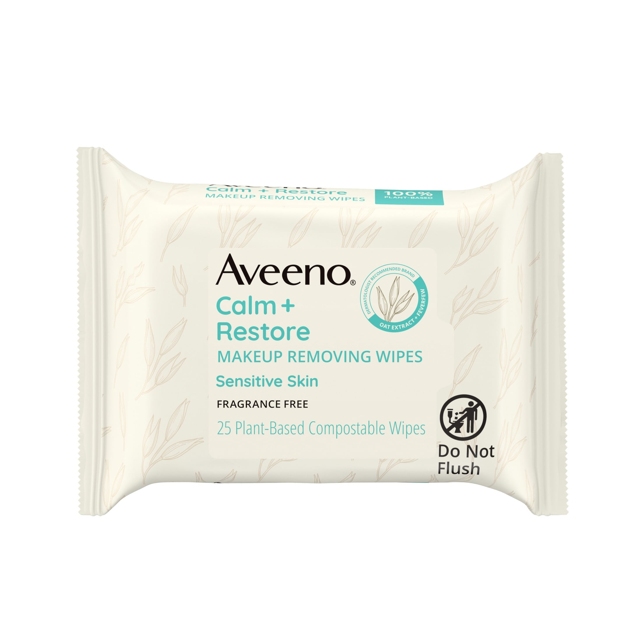 Aveeno Calm + Restore Nourishing Makeup Remover Facial Wipes, 25Ct