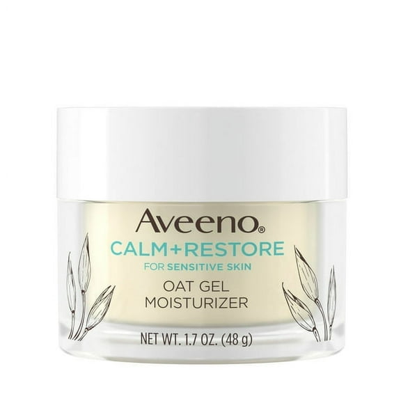Aveeno Calm + Restore Oat Gel Face Moisturizer for Sensitive Skin, Face Cream, 1.7 oz - 2 Pack